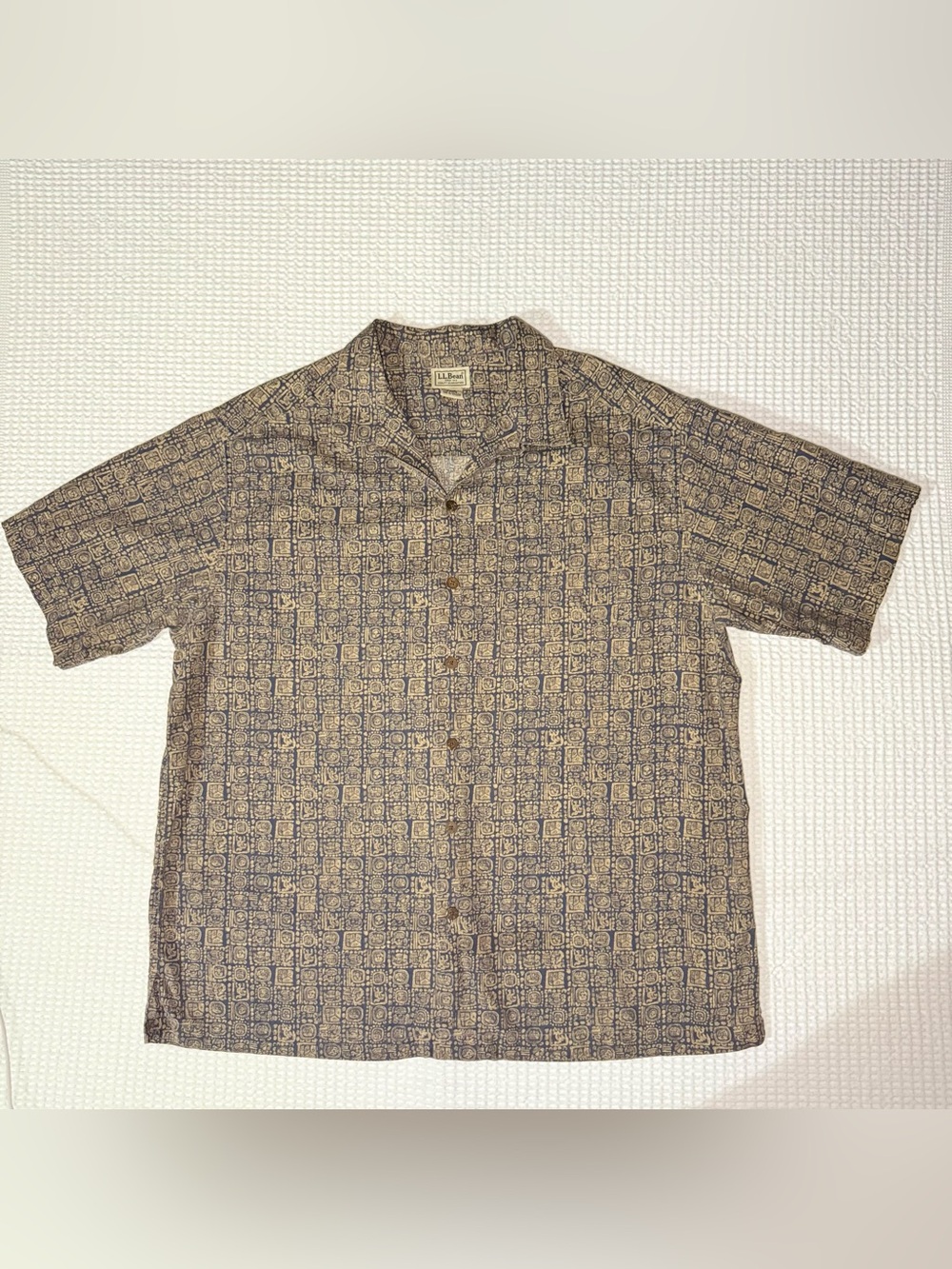 L.L.Bean Men’s Tribal Print Camp Shirt 100% Cotton Size L